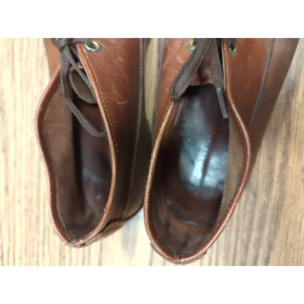 Vintage Orvis Chukka Men Brown Leather Ankle Boots Size 7.5 E Moc‎ Toe Shoes